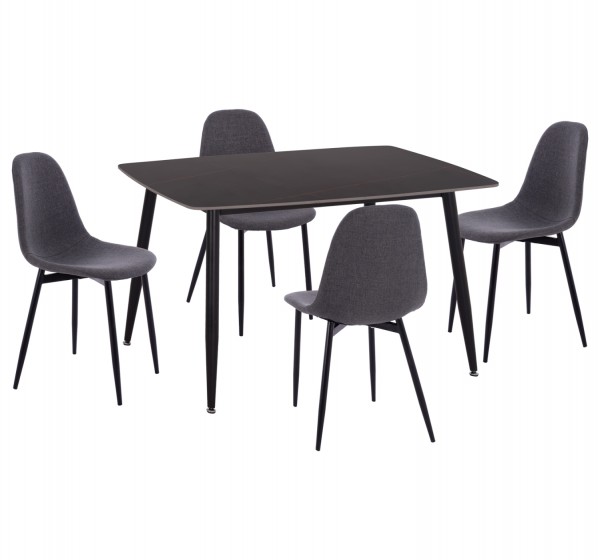 ΣΕΤ ΤΡΑΠΕΖΑΡΙΑΣ 5ΤΜΧ RAVEN HM21068.02 ΚΕΡΑΜΙΚΟ TOP ΜΑΥΡΟ ΜΑΡΜΑΡΟ--ΓΚΡΙ ΥΦΑΣΜΑ