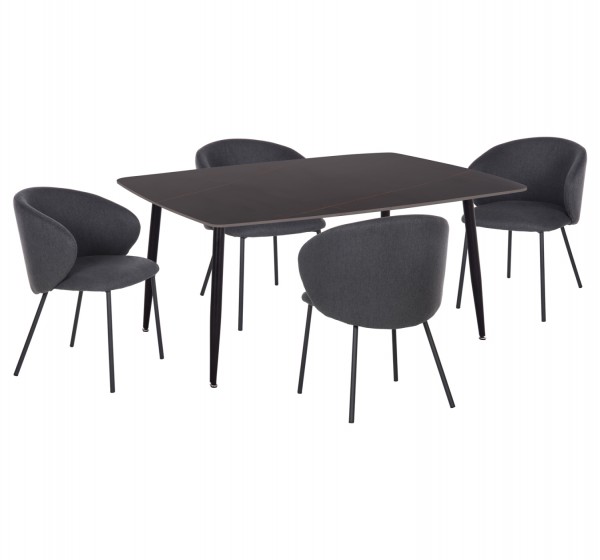 ΣΕΤ ΤΡΑΠΕΖΑΡΙΑΣ 5ΤΜΧ RAVEN HM21069.02 ΚΕΡΑΜΙΚΟ TOP ΜΑΥΡΟ ΜΑΡΜΑΡΟ & 4 ΚΑΡΕΚΛΕΣ