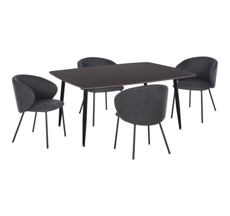 ΣΕΤ ΤΡΑΠΕΖΑΡΙΑΣ 5ΤΜΧ RAVEN HM21069.02 ΚΕΡΑΜΙΚΟ TOP ΜΑΥΡΟ ΜΑΡΜΑΡΟ & 4 ΚΑΡΕΚΛΕΣ