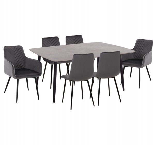 ΣΕΤ ΤΡΑΠΕΖΑΡΙΑΣ 7ΤΜΧ RAVEN HM21070.03 ΚΕΡΑΜΙΚΟ TOP--4 ΚΑΡΕΚΛΕΣ & 2 ΠΟΛΥΘΡΟΝΕΣ ΓΚΡΙ