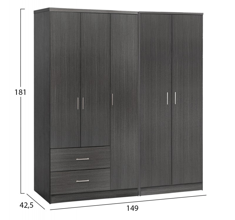 ΝΤΟΥΛΑΠΑ 5ΦΥΛΛΗ CAESAR HM21234.01 ΜΕΛΑΜΙΝΗ ΧΡΩΜΑ ZEBRANO 150x42.5x181Υεκ