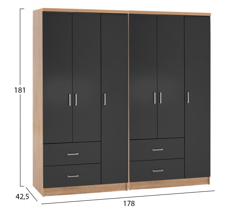 ΝΤΟΥΛΑΠΑ 6ΦΥΛΛΗ CAESAR HM21236.01 ΜΕΛΑΜΙΝΗ SONAMA & ΣΚΟΥΡΟ ΓΚΡΙ 180x42,5Χ181Υεκ.