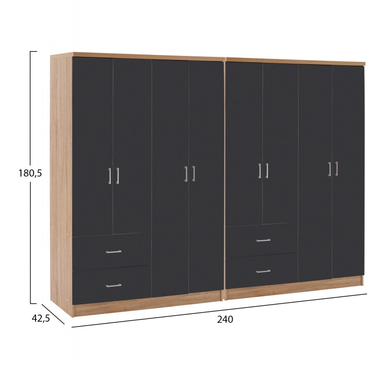 ΝΤΟΥΛΑΠΑ 8ΦΥΛΛΗ BRIANA HM21237.01 ΜΕΛΑΜΙΝΗ SONAMA & ΣΚΟΥΡΟ ΓΚΡΙ 241x42,5Χ180,5Υεκ.