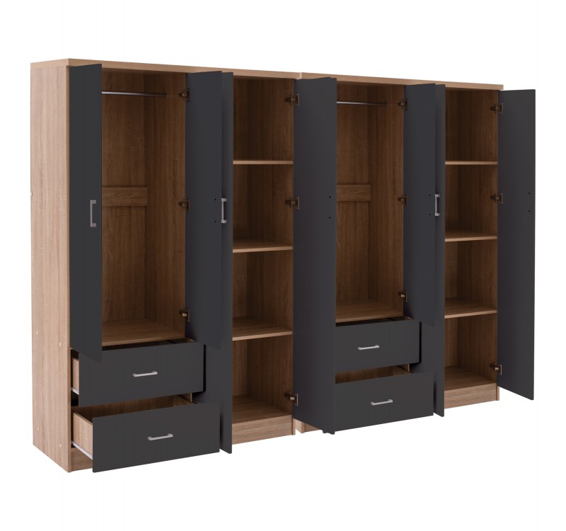 ΝΤΟΥΛΑΠΑ 8ΦΥΛΛΗ BRIANA HM21237.01 ΜΕΛΑΜΙΝΗ SONAMA & ΣΚΟΥΡΟ ΓΚΡΙ 241x42,5Χ180,5Υεκ.