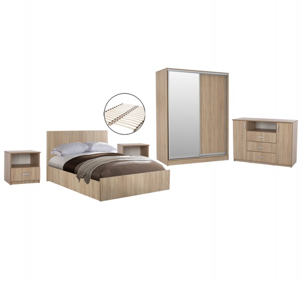 ΣΕΤ ΚΡΕΒΑΤΟΚΑΜΑΡΑΣ 6ΤΜΧ ADLER HM11759 ΜΕΛΑΜΙΝΗ SONAMA OAK-ΓΙΑ ΣΤΡΩΜΑ 160x200εκ