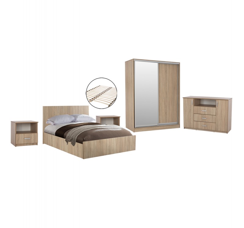 ΣΕΤ ΚΡΕΒΑΤΟΚΑΜΑΡΑΣ 6ΤΜΧ ADLER HM11759 ΜΕΛΑΜΙΝΗ SONAMA OAK-ΓΙΑ ΣΤΡΩΜΑ 160x200εκ