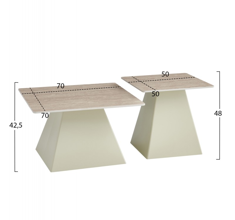 ΣΕΤ 2 ΤΡΑΠΕΖΙΑ ΣΑΛΟΝΙΟΥ QUBER(X) HM18311.04 ΚΕΡΑΜΙΚΑ TOP ΤΕΤΡΑΓΩΝΑ--ΒΑΣΕΙΣ ΣΑΜΠΑΝΙ