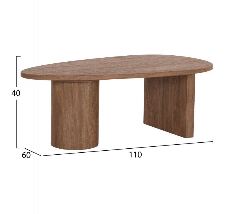 ΤΡΑΠΕΖΙ ΣΑΛΟΝΙΟΥ ΟΒΑΛ ALPER HM18327 MDF ΣΕ SONAMA ΧΡΩΜΑ 110x60x40Υεκ