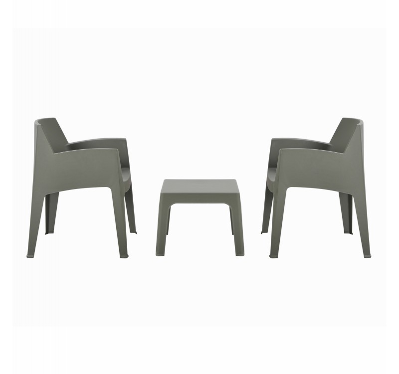 ΣΕΤ 3ΤΜΧ ΠΟΛΥΠΡΟΠΥΛΕΝΙΟΥ SLEEK HM21267.05 ΤΡΑΠΕΖΑΚΙ & 2 ΠΟΛΥΘΡΟΝΕΣ-DARK OLIVE GREEN