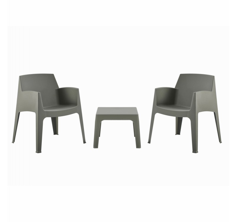 ΣΕΤ 3ΤΜΧ ΠΟΛΥΠΡΟΠΥΛΕΝΙΟΥ SLEEK HM21267.05 ΤΡΑΠΕΖΑΚΙ & 2 ΠΟΛΥΘΡΟΝΕΣ-DARK OLIVE GREEN