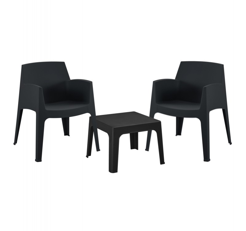 ΣΕΤ 3ΤΜΧ ΠΟΛΥΠΡΟΠΥΛΕΝΙΟΥ SLEEK HM21267.02 ΤΡΑΠΕΖΑΚΙ & 2 ΠΟΛΥΘΡΟΝΕΣ-ΜΑΥΡΟ