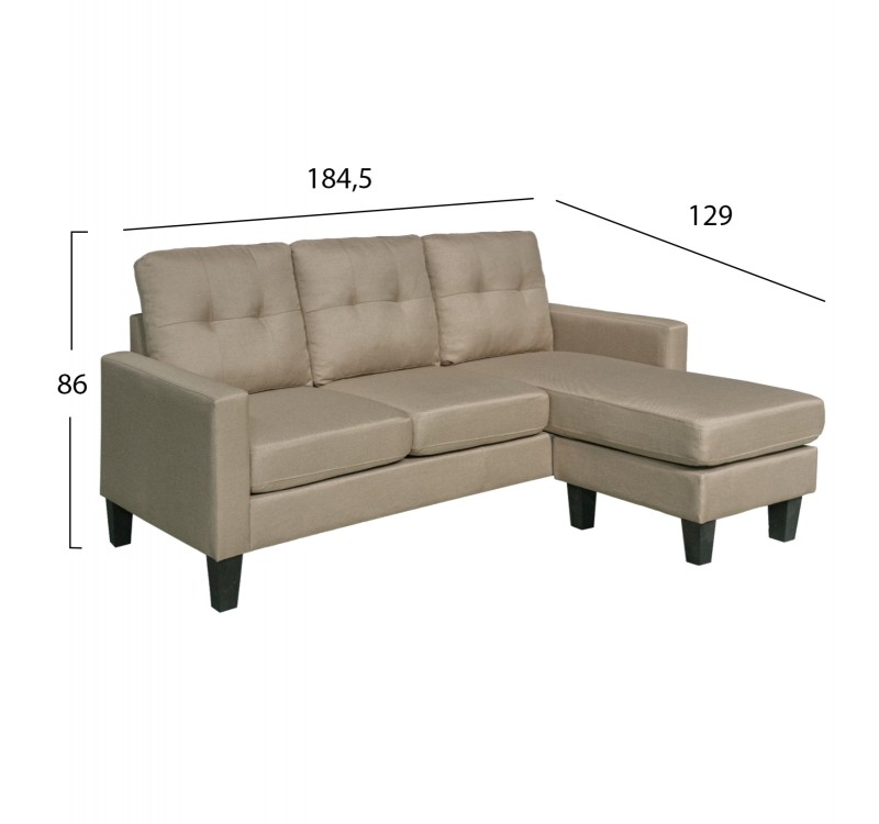 ΚΑΝΑΠΕΣ ΓΩΝΙΑ ΑΝΑΣΤΡΕΨΙΜΗ MEGGY HM3297.03 ΜΠΕΖ ΥΦΑΣΜΑ 184,5x129x86Yεκ.