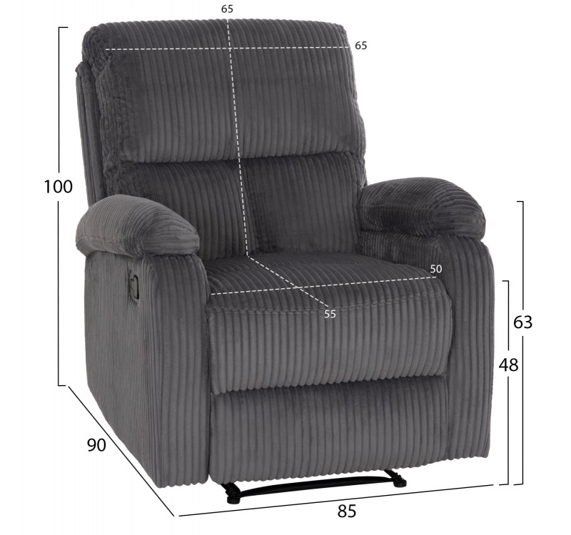 ΠΟΛΥΘΡΟΝΑ RELAX DIONI HM3296.11 ΓΚΡΙ ΡΙΓΕ ΥΦΑΣΜΑ 85x90x100Υεκ.