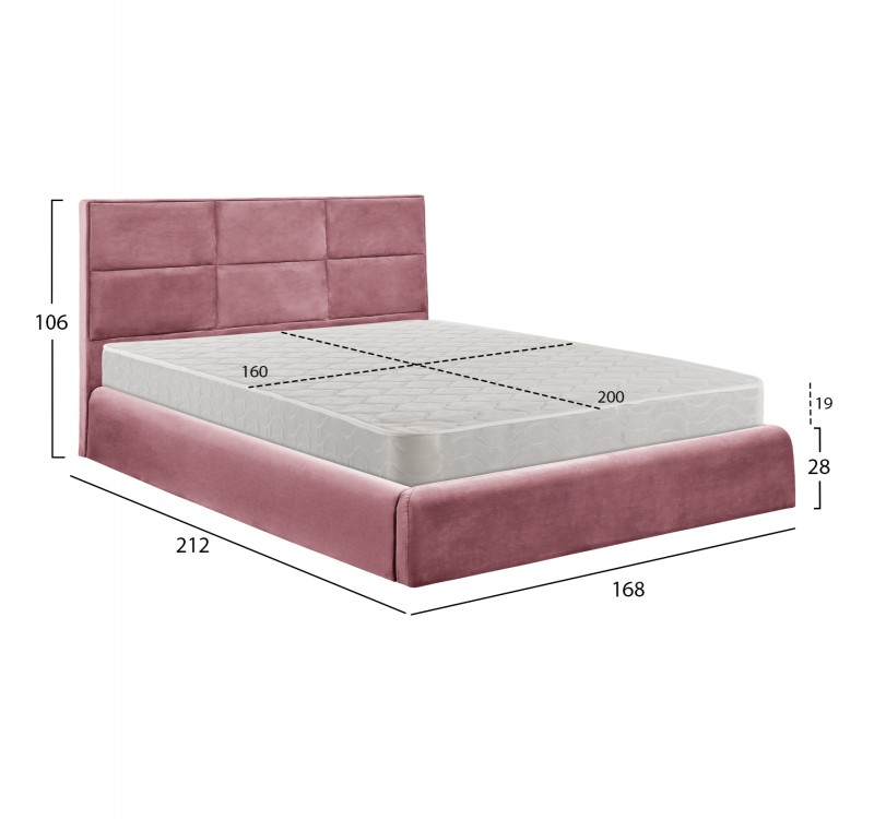 ΚΡΕΒΑΤΙ ΔΙΠΛΟ & ΣΤΡΩΜΑ BRILEY HM21272.02 ΣΑΠΙΟ ΜΗΛΟ ΒΕΛΟΥΔΟ ΜΕ ΑΠΟΘ.ΧΩΡΟ--ΓΙΑ 160x200εκ