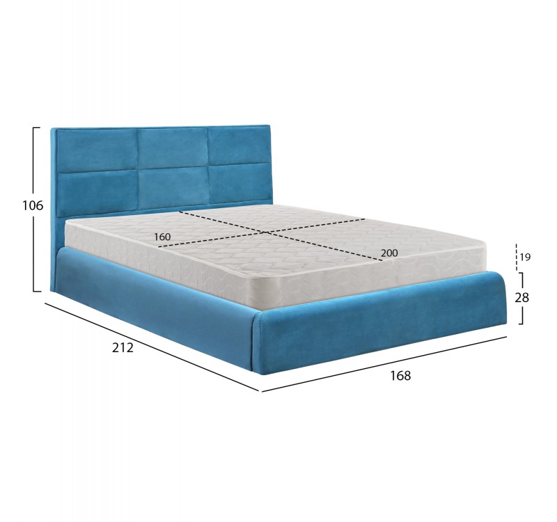 ΚΡΕΒΑΤΙ ΔΙΠΛΟ & ΣΤΡΩΜΑ BRILEY HM21272.04 ΠΕΤΡΟΛ ΒΕΛΟΥΔΟ ΜΕ ΑΠΟΘ.ΧΩΡΟ--ΓΙΑ 160x200εκ