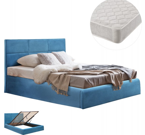 ΚΡΕΒΑΤΙ ΔΙΠΛΟ & ΣΤΡΩΜΑ BRILEY HM21272.04 ΠΕΤΡΟΛ ΒΕΛΟΥΔΟ ΜΕ ΑΠΟΘ.ΧΩΡΟ--ΓΙΑ 160x200εκ