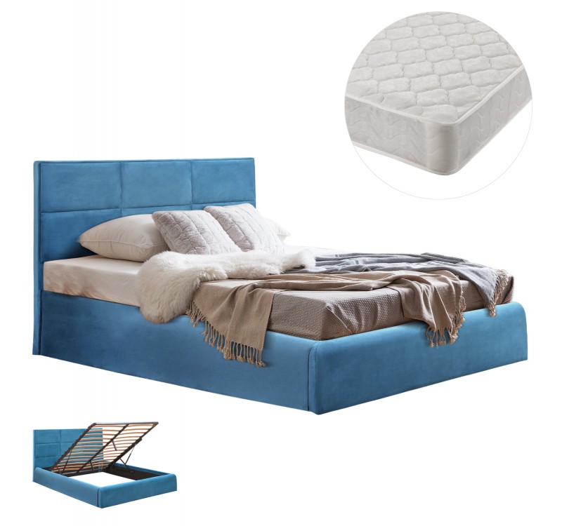 ΚΡΕΒΑΤΙ ΔΙΠΛΟ & ΣΤΡΩΜΑ BRILEY HM21272.04 ΠΕΤΡΟΛ ΒΕΛΟΥΔΟ ΜΕ ΑΠΟΘ.ΧΩΡΟ--ΓΙΑ 160x200εκ