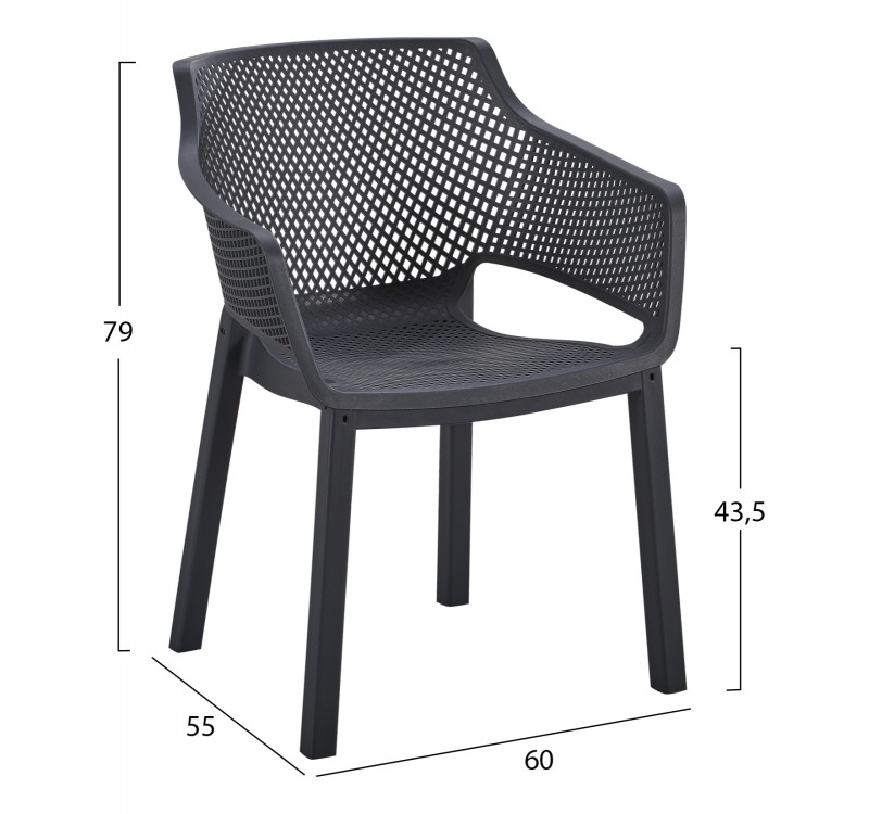 ΠΟΛΥΘΡΟΝΑ ΠΟΛΥΠΡΟΠΥΛΕΝΙΟΥ PEGGY HM6368.02 ΜΑΥΡΟ 60x55x79Υεκ