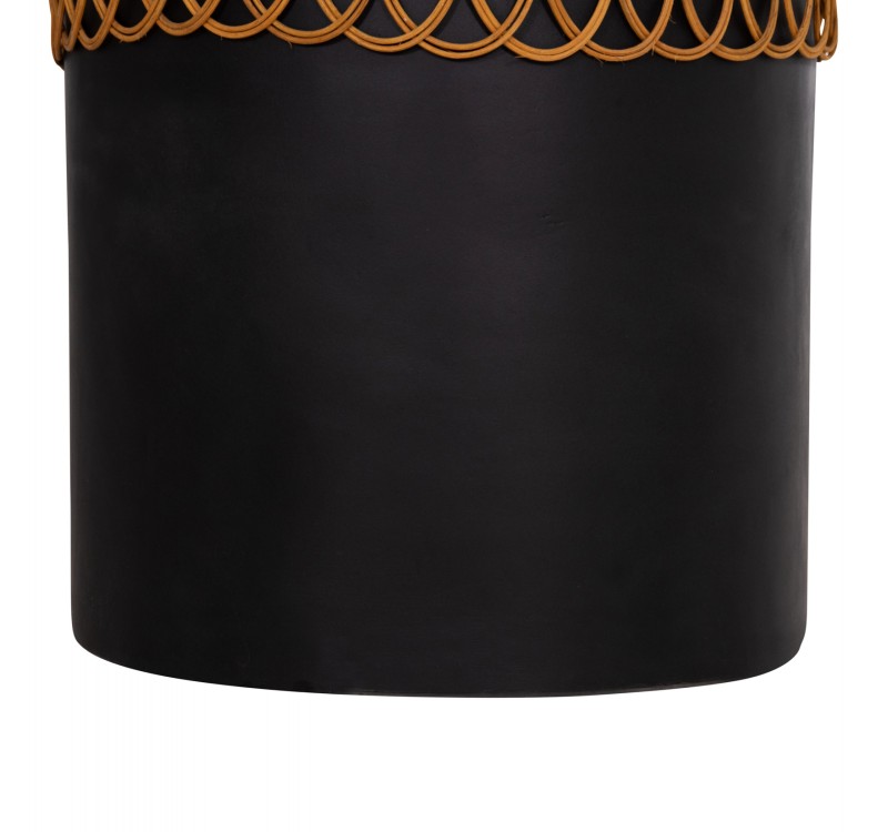 ΒΟΗΘΗΤΙΚΟ ΤΡΑΠΕΖΙ PRILEP HM18159.01 FIBER CEMENT ΜΑΥΡΟ & RATTAN--Φ60x76,5Υεκ