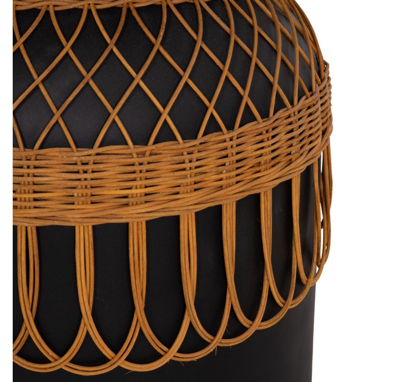 ΒΟΗΘΗΤΙΚΟ ΤΡΑΠΕΖΙ PRILEP HM18159.01 FIBER CEMENT ΜΑΥΡΟ & RATTAN--Φ60x76,5Υεκ