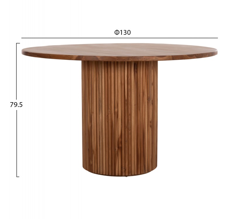 ΤΡΑΠΕΖΙ ΤΡΑΠΕΖΑΡΙΑΣ ΣΤΡΟΓΓΥΛΟ RODER HM9896 ΞΥΛΟ ΤΕΑΚ- 3εκ. πάχος επιφ.- Φ130x79,5Υεκ