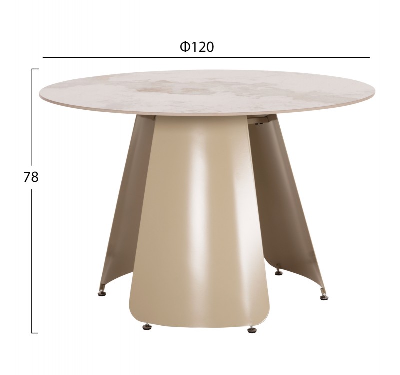 ΤΡΑΠΕΖΙ ΤΡΑΠΕΖΑΡΙΑΣ ΣΤΡΟΓΓΥΛΟ SEDAR HM18326 ΚΕΡΑΜΙΚΟ TOP--ΚΡΕΜ ΜΕΤΑΛ.ΠΟΔΙΑ Φ120x78Υ