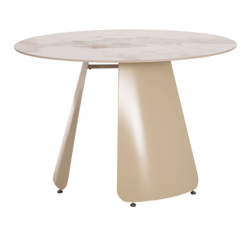 ΤΡΑΠΕΖΙ ΤΡΑΠΕΖΑΡΙΑΣ ΣΤΡΟΓΓΥΛΟ SEDAR HM18326 ΚΕΡΑΜΙΚΟ TOP--ΚΡΕΜ ΜΕΤΑΛ.ΠΟΔΙΑ Φ120x78Υ