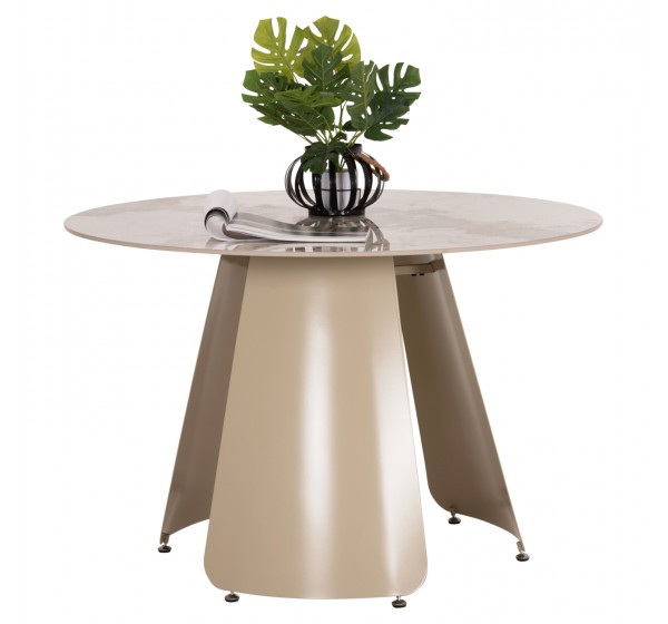 ΤΡΑΠΕΖΙ ΤΡΑΠΕΖΑΡΙΑΣ ΣΤΡΟΓΓΥΛΟ SEDAR HM18326 ΚΕΡΑΜΙΚΟ TOP--ΚΡΕΜ ΜΕΤΑΛ.ΠΟΔΙΑ Φ120x78Υ