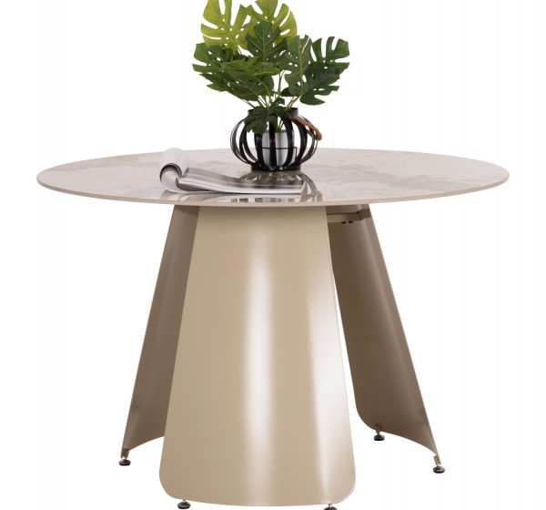 ΤΡΑΠΕΖΙ ΤΡΑΠΕΖΑΡΙΑΣ ΣΤΡΟΓΓΥΛΟ SEDAR HM18326 ΚΕΡΑΜΙΚΟ TOP--ΚΡΕΜ ΜΕΤΑΛ.ΠΟΔΙΑ Φ120x78Υ