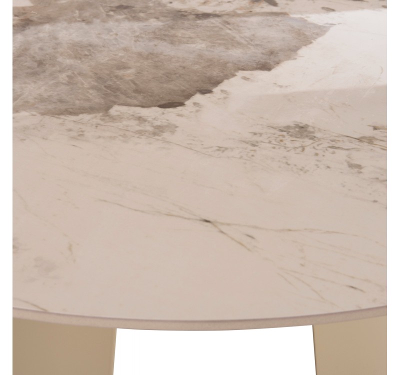 ΤΡΑΠΕΖΙ ΤΡΑΠΕΖΑΡΙΑΣ ΣΤΡΟΓΓΥΛΟ SEDAR HM18326 ΚΕΡΑΜΙΚΟ TOP--ΚΡΕΜ ΜΕΤΑΛ.ΠΟΔΙΑ Φ120x78Υ