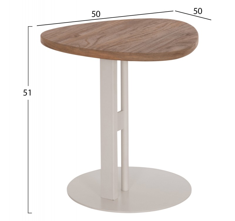 ΒΟΗΘΗΤΙΚΟ ΤΡΑΠΕΖΙ ΟΒΑΛ ALPER HM18328 MDF SONAMA--ΜΕΤΑΛΛΟ ΛΕΥΚΟ 50x50x51Υεκ.