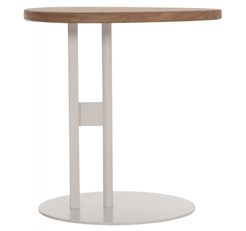 ΒΟΗΘΗΤΙΚΟ ΤΡΑΠΕΖΙ ΟΒΑΛ ALPER HM18328 MDF SONAMA--ΜΕΤΑΛΛΟ ΛΕΥΚΟ 50x50x51Υεκ.