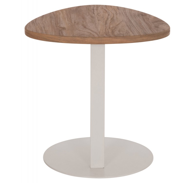 ΒΟΗΘΗΤΙΚΟ ΤΡΑΠΕΖΙ ΟΒΑΛ ALPER HM18328 MDF SONAMA--ΜΕΤΑΛΛΟ ΛΕΥΚΟ 50x50x51Υεκ.
