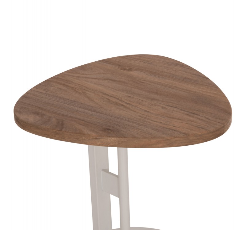 ΒΟΗΘΗΤΙΚΟ ΤΡΑΠΕΖΙ ΟΒΑΛ ALPER HM18328 MDF SONAMA--ΜΕΤΑΛΛΟ ΛΕΥΚΟ 50x50x51Υεκ.