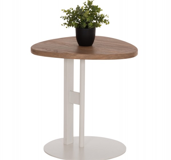 ΒΟΗΘΗΤΙΚΟ ΤΡΑΠΕΖΙ ΟΒΑΛ ALPER HM18328 MDF SONAMA--ΜΕΤΑΛΛΟ ΛΕΥΚΟ 50x50x51Υεκ.