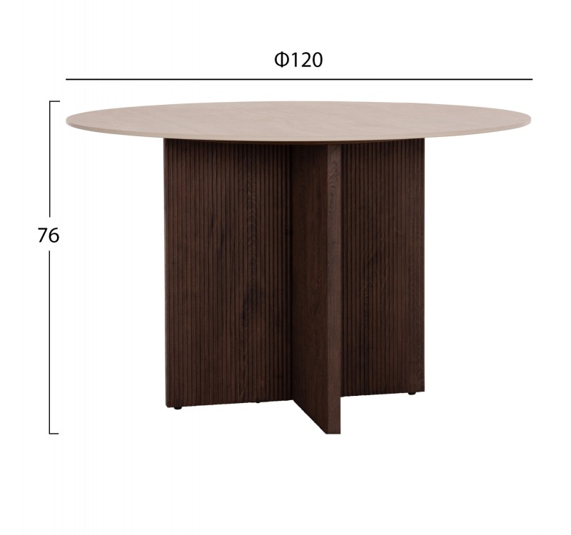 ΤΡΑΠΕΖΙ ΤΡΑΠΕΖΑΡΙΑΣ ΣΤΡΟΓΓΥΛΟ SKY HM18331 ΚΕΡΑΜΙΚΟ TOP ΟΨΗ ΤΡΑΒΕΡΤΙΝΑΣ Φ120x76Υεκ