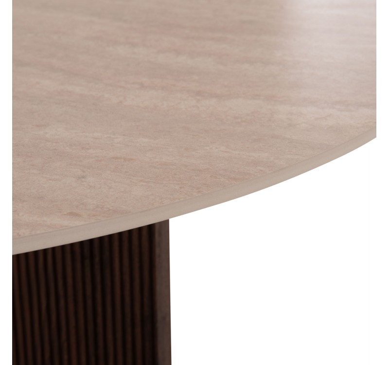 ΤΡΑΠΕΖΙ ΤΡΑΠΕΖΑΡΙΑΣ ΣΤΡΟΓΓΥΛΟ SKY HM18331 ΚΕΡΑΜΙΚΟ TOP ΟΨΗ ΤΡΑΒΕΡΤΙΝΑΣ Φ120x76Υεκ