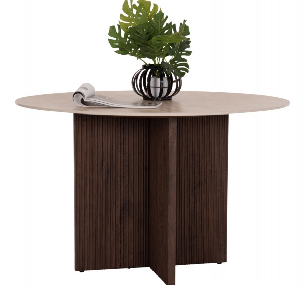 ΤΡΑΠΕΖΙ ΤΡΑΠΕΖΑΡΙΑΣ ΣΤΡΟΓΓΥΛΟ SKY HM18331 ΚΕΡΑΜΙΚΟ TOP ΟΨΗ ΤΡΑΒΕΡΤΙΝΑΣ Φ120x76Υεκ