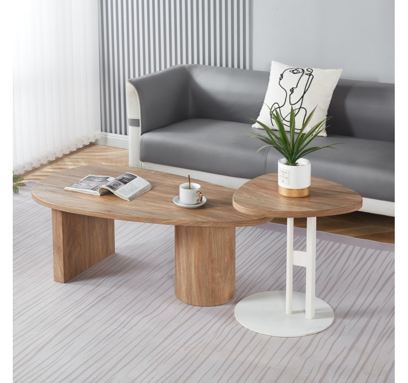 ΣΕΤ ΤΡΑΠΕΖΙ ΣΑΛΟΝΙΟΥ ΜΕ ΒΟΗΘΗΤΙΚΟ ALPER HM21262 MDF SONAMA-ΜΕΤΑΛΛΟ ΛΕΥΚΟ