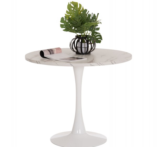 ΤΡΑΠΕΖΙ ΤΡΑΠΕΖΑΡΙΑΣ ROLLO HM9421.11 ΣΤΡΟΓΓΥΛΟ WHITE MARBLE Φ90x74Υεκ.