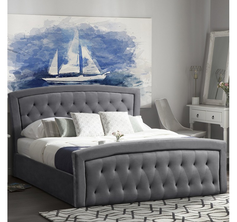 ΚΡΕΒΑΤΙ ΔΙΠΛΟ ΜΕ ΣΤΡΩΜΑ & ΑΠΟΘ.ΧΩΡΟ ODELIA HM21279.01 ΓΚΡΙ ΒΕΛΟΥΔΟ--ΓΙΑ 160x200εκ