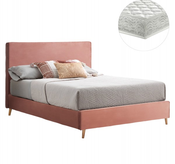 ΚΡΕΒΑΤΙ ΜΕ ΣΤΡΩΜΑ INDRA HM21280.03 ΣΑΠΙΟ ΜΗΛΟ ΒΕΛΟΥΔΟ--ΓΙΑ 160x200εκ