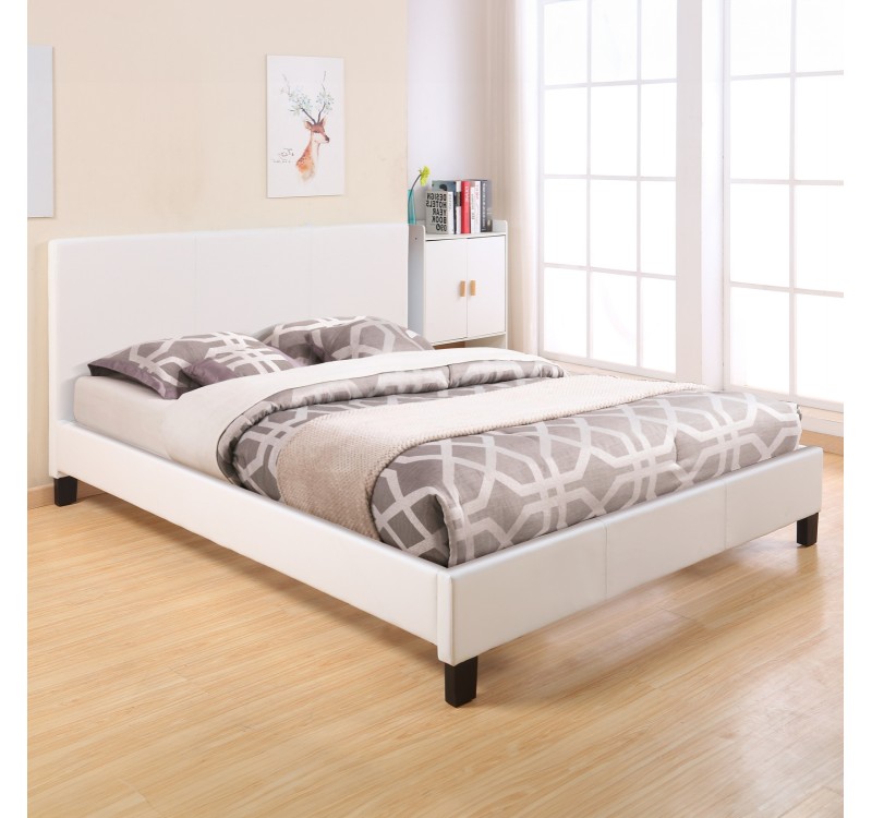 ΚΡΕΒΑΤΙ ΜΕ ΣΤΡΩΜΑ BECCA HM21283.01 ΛΕΥΚΟ PU--ΓΙΑ 150x200εκ