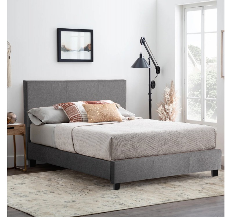 ΚΡΕΒΑΤΙ ΜΕ ΣΤΡΩΜΑ BECCA HM21283.04 ΓΚΡΙ ΥΦΑΣΜΑ--ΓΙΑ 150x200εκ