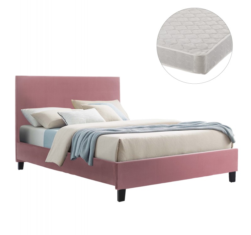ΚΡΕΒΑΤΙ ΜΕ ΣΤΡΩΜΑ BECCA HM21283.05 ΣΑΠΙΟ ΜΗΛΟ ΒΕΛΟΥΔΟ--ΓΙΑ 150x200εκ
