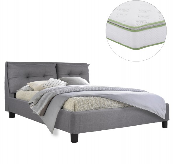 ΚΡΕΒΑΤΙ ΜΕ ΣΤΡΩΜΑ BILLIE HM21284.03 ΓΚΡΙ ΥΦΑΣΜΑ--ΓΙΑ 160x200εκ