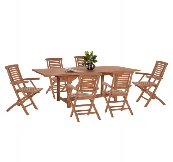 ΣΕΤ ΤΡΑΠΕΖΑΡΙΑΣ CRANDER HM21288 ΤΡΑΠΕΖΙ & 6 ΠΟΛΥΘΡΟΝΕΣ ΠΤΥΣΣΟΜΕΝΕΣ-ΤΕΑΚ