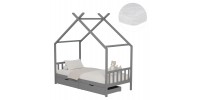 ΚΡΕΒΑΤΙ ΠΑΙΔΙΚΟ ΜΕ ΣΤΡΩΜΑ KLARICE HM21305.02 ΞΥΛΟ ΠΕΥΚΟΥ ΣΕ ΓΚΡΙ--ΣΤΡΩΜΑ 90x190εκ