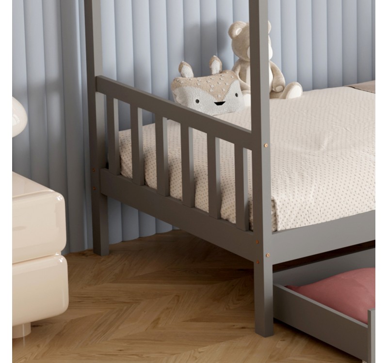 ΚΡΕΒΑΤΙ ΠΑΙΔΙΚΟ ΜΕ ΣΤΡΩΜΑ KLARICE HM21305.02 ΞΥΛΟ ΠΕΥΚΟΥ ΣΕ ΓΚΡΙ--ΣΤΡΩΜΑ 90x190εκ