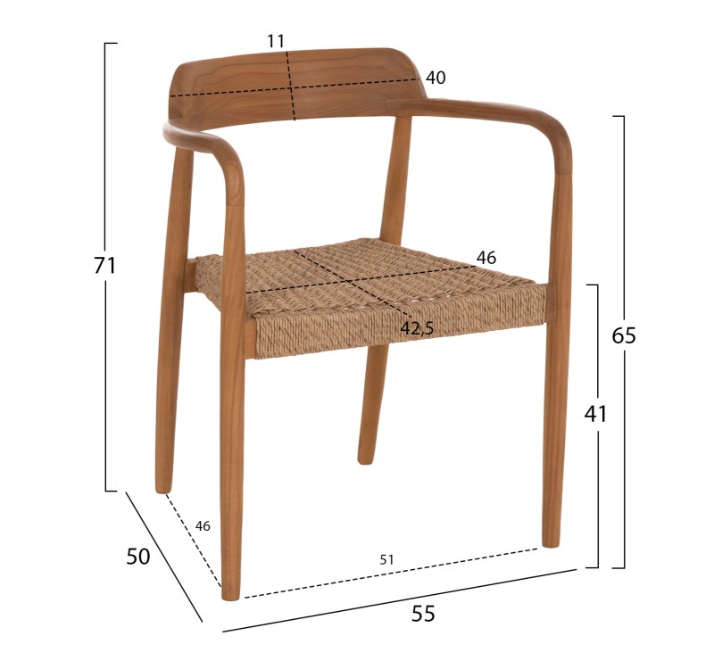 ΠΟΛΥΘΡΟΝΑ ΤΡΑΠΕΖΑΡΙΑΣ ROBBY HM18350 ΞΥΛΟ TEAK & ΣΧΟΙΝΙ VIRO ΦΥΣΙΚΟ 55x50x71Υεκ.